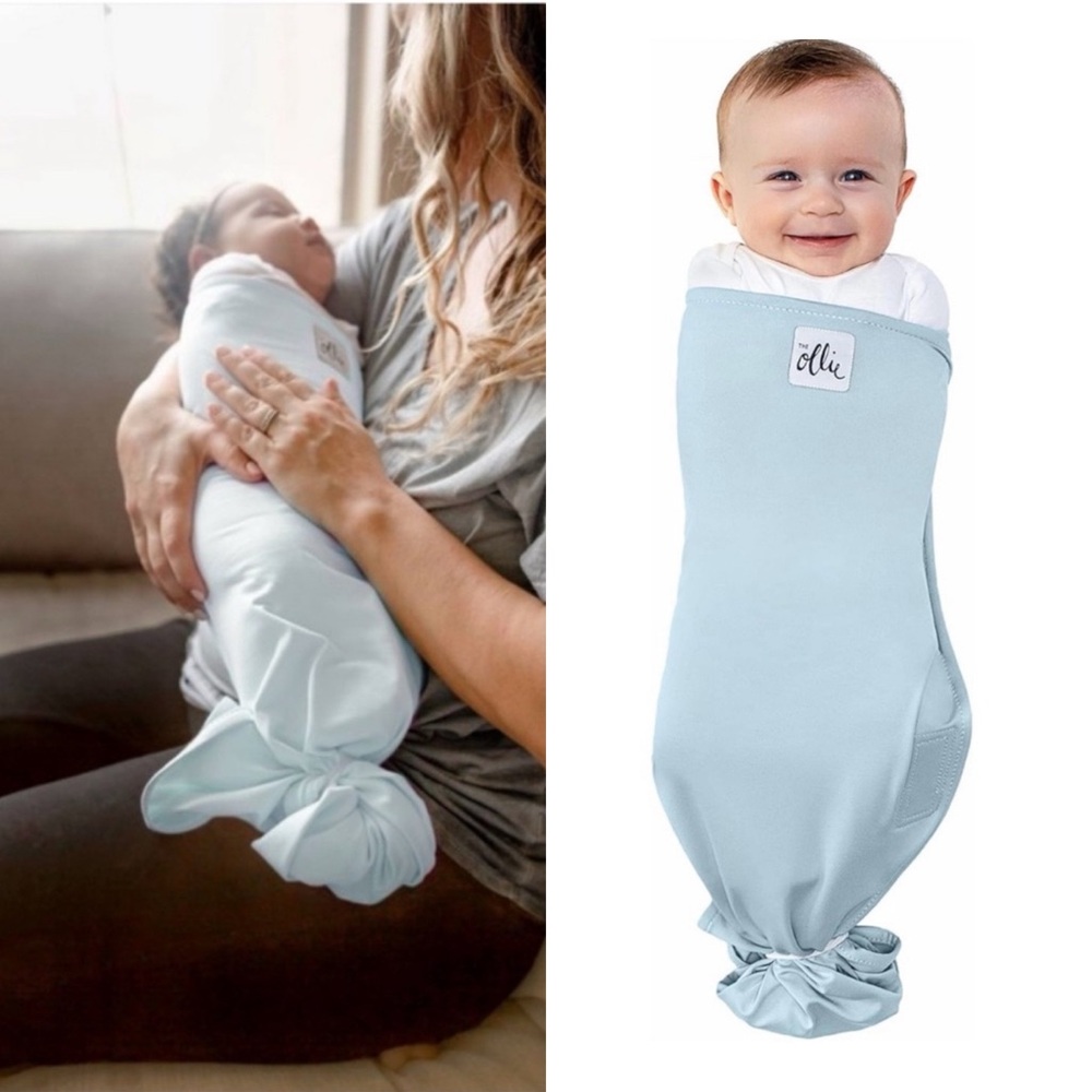 Bundle of 2 Ollie Swaddles Newborn Sleepsack Wrap 0-4 Months Pale Blue/Green